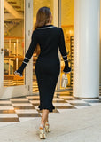 Anastasia Noir Midi Knit Dress - shoppegasi Anastasia Noir Midi Knit Dress - shoppegasi
