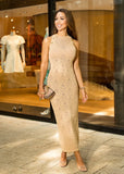 Ariadne Monogram Knit Dress - Beige - shoppegasi Ariadne Monogram Knit Dress - Beige - shoppegasi
