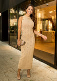 Ariadne Monogram Knit Dress - Beige - shoppegasi Ariadne Monogram Knit Dress - Beige - shoppegasi