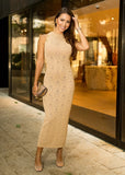 Ariadne Monogram Knit Dress - Beige - shoppegasi Ariadne Monogram Knit Dress - Beige - shoppegasi