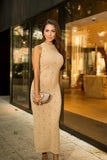 Ariadne Monogram Knit Dress - Beige - shoppegasi Ariadne Monogram Knit Dress - Beige - shoppegasi