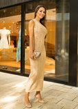 Ariadne Monogram Knit Dress - Beige - shoppegasi Ariadne Monogram Knit Dress - Beige - shoppegasi