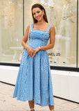 Damian Blue & White Gingham Dress - shoppegasi Damian Blue & White Gingham Dress - shoppegasi