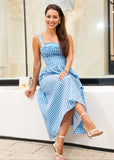 Damian Blue & White Gingham Dress - shoppegasi Damian Blue & White Gingham Dress - shoppegasi