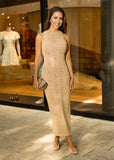 Ariadne Monogram Knit Dress - Beige - shoppegasi Ariadne Monogram Knit Dress - Beige - shoppegasi
