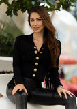 Black Fringed Knit Cardigan - shoppegasi Black Fringed Knit Cardigan - shoppegasi
