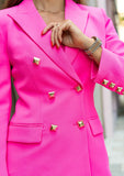 Celine tailored long blazer set with shorts & bra top - pink