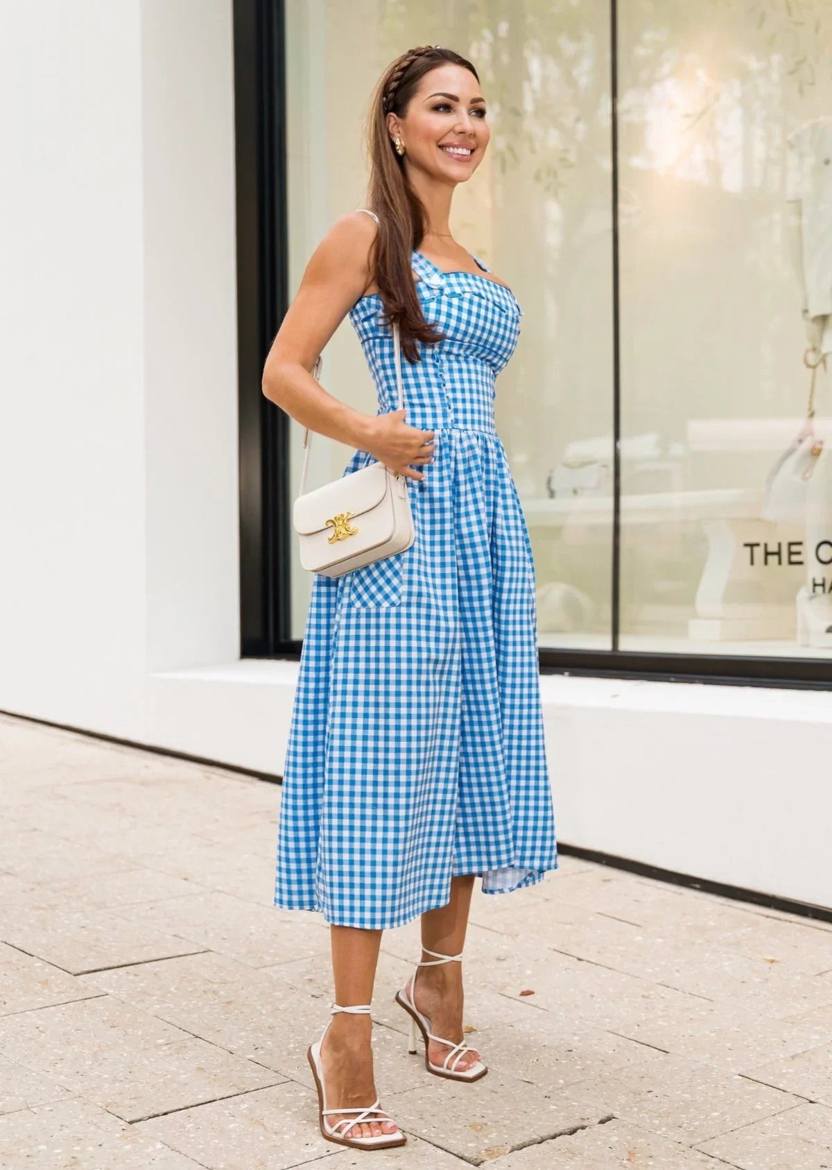 Damian Blue & White Gingham Dress - shoppegasi Damian Blue & White Gingham Dress - shoppegasi