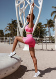 Seamless Geometrical Top & Shorts Set - Flamingo Pink