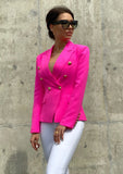 Pink Double Breasted Blazer - shoppegasi Pink Double Breasted Blazer - shoppegasi