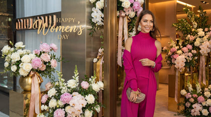 Elegant women’s knit midi dress styled for evening look