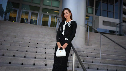 Seven elegant "Thanksgiving weekend outfit ideas for traveling", hosting, and holiday dinners.