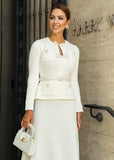 Allegra White Midi Dress with Belt Shop from ShopPegasi