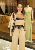 Areti beige and black knitted three-piece set by ShopPegasi