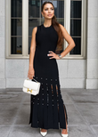 Black knit maxi dress Franca by ShopPegasi, elegant women’s long knit dress