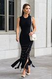 Black knit maxi evening dress Franca by ShopPegasi, women’s modern style