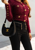 Black High - Waist Tailored Pants with Chain - shoppegasi