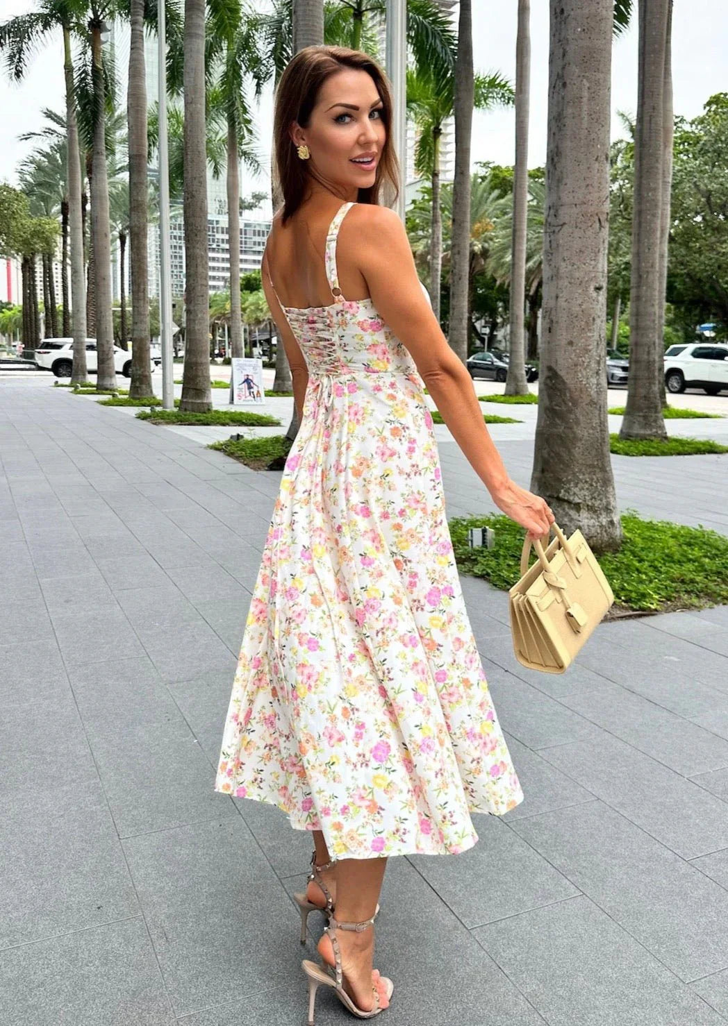 Isabel Summer Floral Bustier Dress Womens Stylish Look L Isabel Summer Floral Bustier Dress Womens Stylish Look L