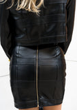 Vegan Leather Cropped Jacket & Mini Skirt Set