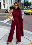 Eirini burgundy knit pants set by ShopPegasi