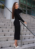 Seraphina Embellished Knit Co-Ord Set in Midnight Noir with Sophisticated Detailing for Women