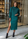  The Ariana sweater skirt set in emerald green is a stylish and sophisticated knitwear ensemble, perfect for any occasion.