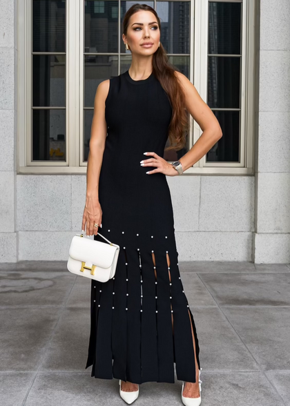 Franca Black Knit Maxi Dress - PEGASI