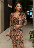 Irida Knit Midi Dress & Cardigan Set - Leopard