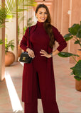 Eirini Knitted Three-Piece Pants Set - Burgundy