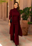 Eirini Knitted Three-Piece Pants Set - Burgundy