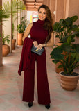 Eirini Knitted Three-Piece Pants Set - Burgundy