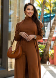 Eirini Knitted Three-Piece Pants Set - Copper