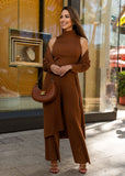 Eirini Knitted Three-Piece Pants Set - Copper