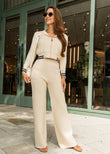 Cozy Monogram Knit Tracksuit – Creamy White Hoodie & Pants Duo