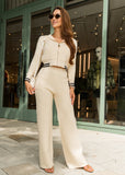 Cozy Monogram Knit Tracksuit – Creamy White Hoodie & Pants Duo