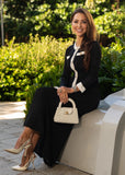 Pointelle Knit Skirt Set - Black & White