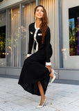 Pointelle Knit Skirt Set - Black & White