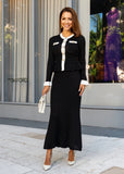 Pointelle Knit Skirt Set - Black & White