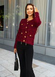 Burgundy Knit Jacket-Style Cardigan