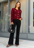 Burgundy Knit Jacket-Style Cardigan