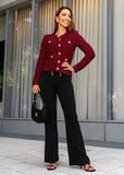 Burgundy Knit Jacket-Style Cardigan
