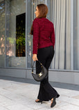 Burgundy Knit Jacket-Style Cardigan