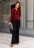 Burgundy Knit Jacket-Style Cardigan