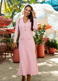 Lucia Knit Midi Dress in Blush Pink
