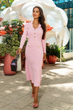 Lucia Knit Midi Dress in Blush Pink