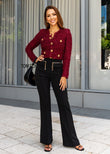 Black High-Waist Tailored Pants with Chain