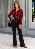 Black High-Waist Tailored Pants with Chain