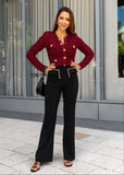 Black High-Waist Tailored Pants with Chain