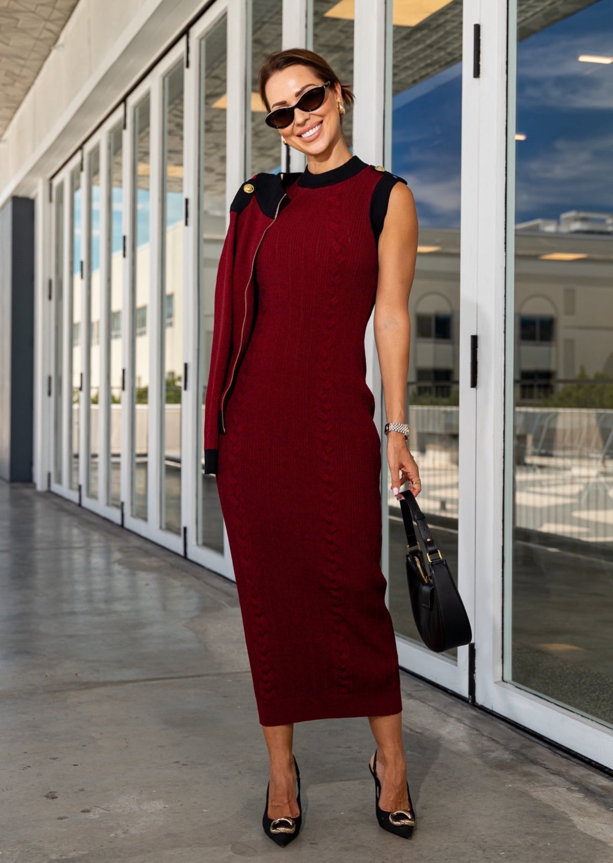 The Bordeaux Knit Midi & Cardigan Set