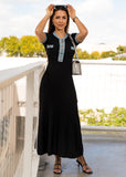 Zoe Knit & Denim Maxi Dress